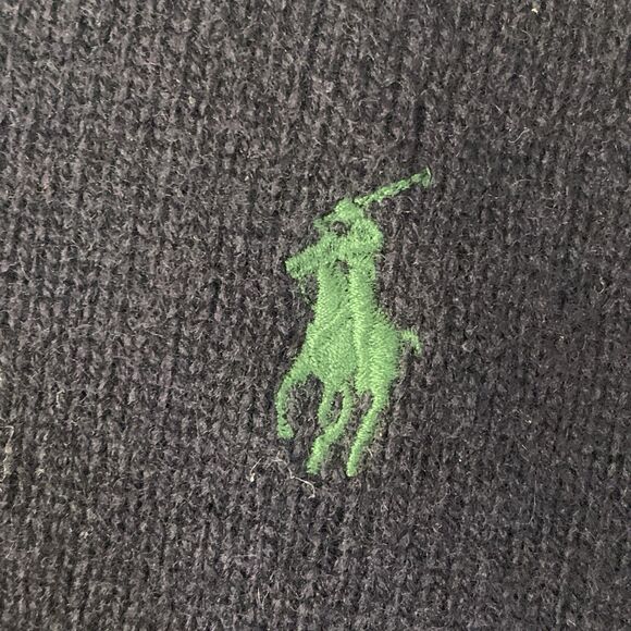 Polo Ralph Lauren 100% Lambswool Sweater XL Navy Blue V-Neck Italian Yarn - Picture 5 of 11